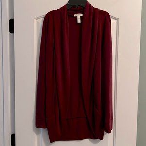 Burgundy Open Flowy Cardigan